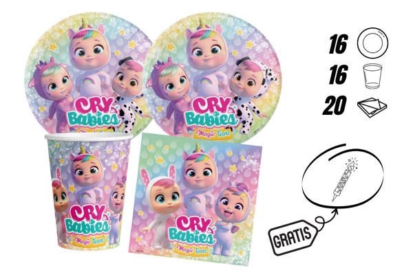 kit festa cry babies 16 persone piatti bicchieri tovaglioli candelina