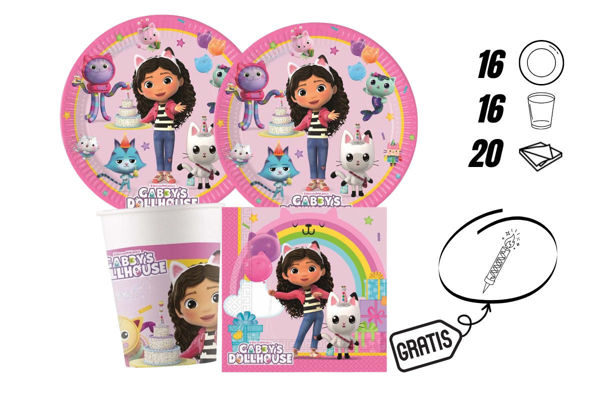 Kit Festa Gabby’s Dollhouse 16 persone con candelina omaggio