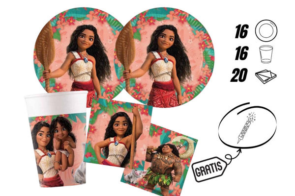 kit festa oceania 16 persone piatti bicchieri tovaglioli candelina