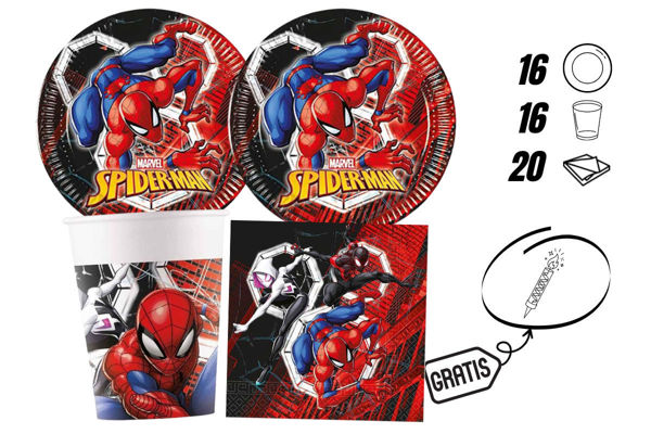 kit festa Spider-Man 16 persone piatti bicchieri tovaglioli