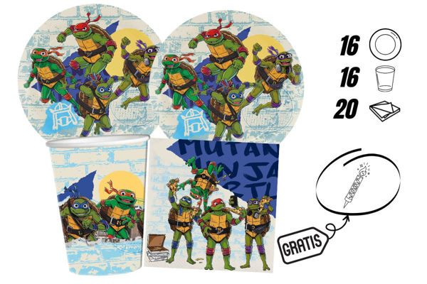 kit festa Tartarughe Ninja 16 persone piatti bicchieri tovaglioli