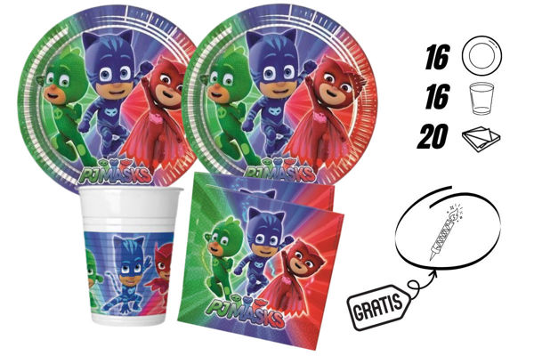 kit festa PJ Masks 16 persone piatti bicchieri tovaglioli