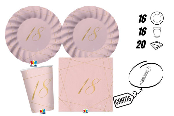 kit festa 18 anni rosa 16 persone piatti bicchieri tovaglioli