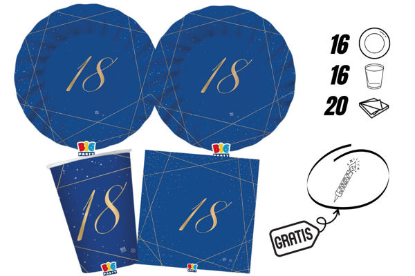 kit festa 18 anni blu 16 persone piatti bicchieri tovaglioli