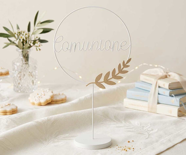 Cerchio Comunione Bianco e Oro con base