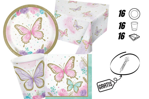 kit festa farfalla 16 persone con candelina omaggio
