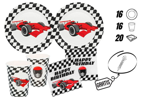kit festa speed racing con candelina omaggio 16 persone