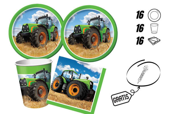 kit festa trattore con candelina omaggio 16 persone