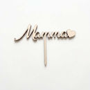 cake topper mamma con cuore in legno e plexiglass per torta