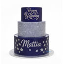 torta finta 3 piani personalizzata compleanno mattia blu stelle