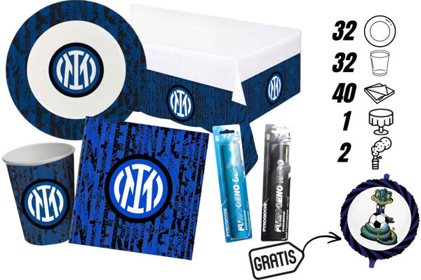 kit festa inter con fumogeni blu nero tavola 32 persone