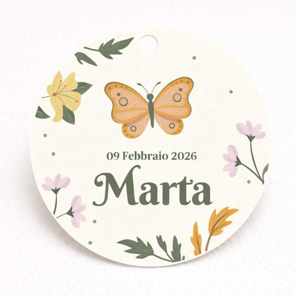 tag bomboniere battesimo personalizzati marta farfalla