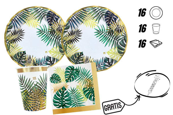 kit festa tropical con candelina omaggio 16 persone