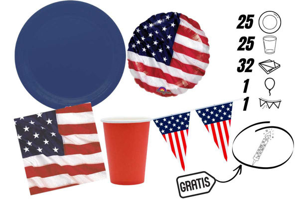 kit festa usa con palloncino mylar festone e candelina omaggio