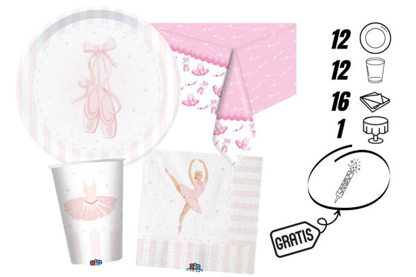 kit festa ballet con tovaglia e candelina omaggio 12 persone
