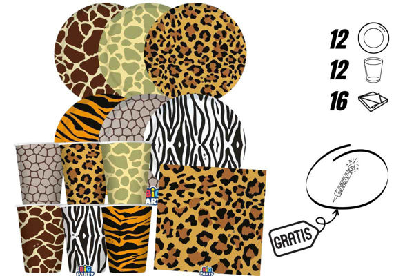 kit festa animalier con candelina omaggio 12 persone
