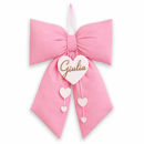 fiocco nascita rosa imbottito con cuori personalizzato nome plexiglass