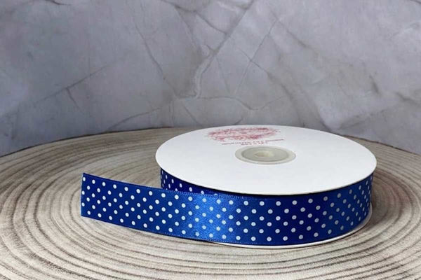 Rotolo nastro doppio raso blu a pois vari spessori 50 metri