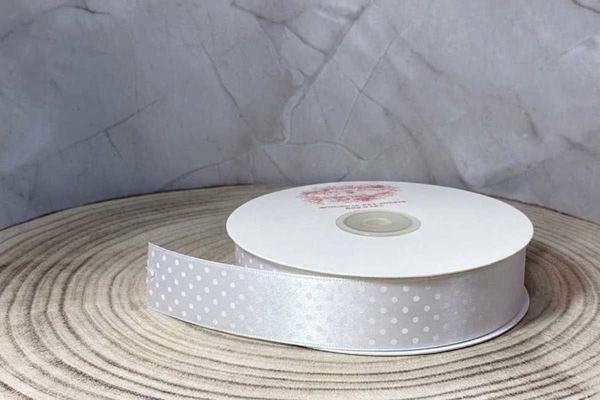 Rotolo nastro doppio raso pois bianco vari spessori 50 metri