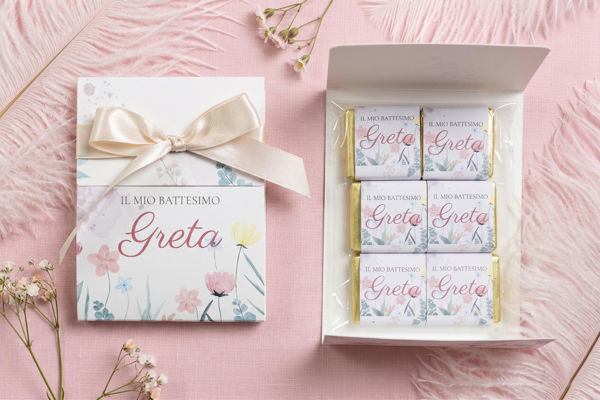 Bomboniera battesimo scatolina con cioccolatini personalizzati