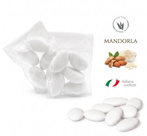 Bustina 5 confetti alla mandorla bianchi Maxtris monodose bomboniere