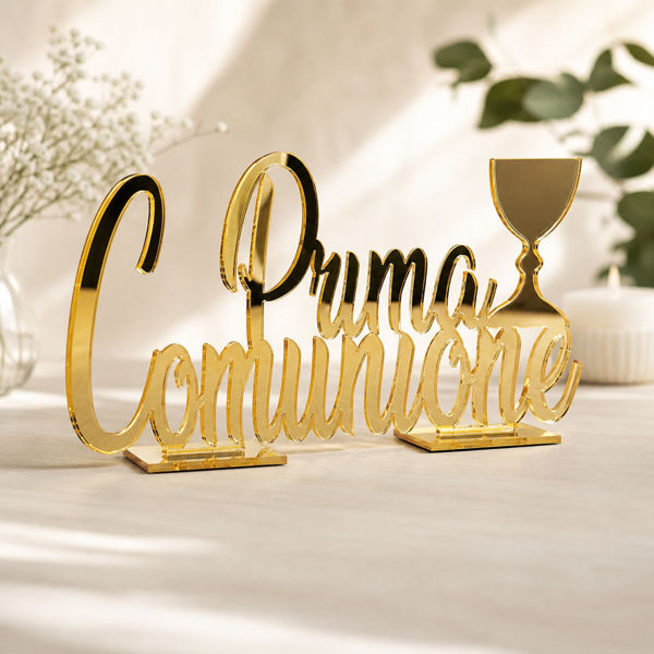 Scritta decorativa Prima Comunione con calice