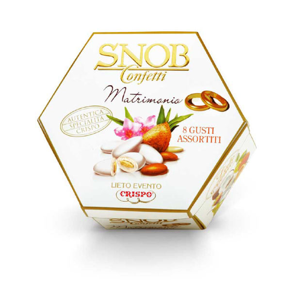 Immagine di Confetti imbustati Lieto Evento Snob Bianchi 500 grammi