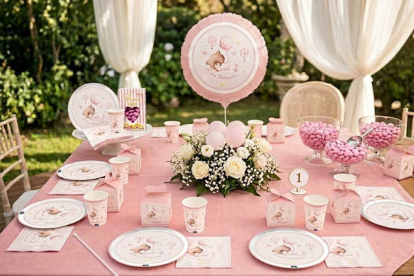Kit Battesimo Baby Bear Rosa con Confetti Crispo