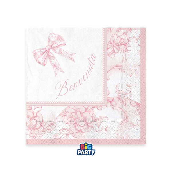 Tovagliolli 25 x 25 cm Benvenuta Fiocco Vintage 16 pezzi