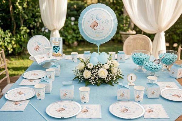 Kit Battesimo Baby Bear Celeste con Confetti Crispo