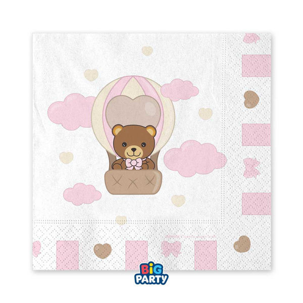 Tovaglioli 33x33 cm Teddy Friends Rosa by THUN 16 Pezzi