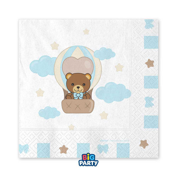 Tovaglioli 33x33 cm Teddy Friends Celeste by THUN 16 Pezzi