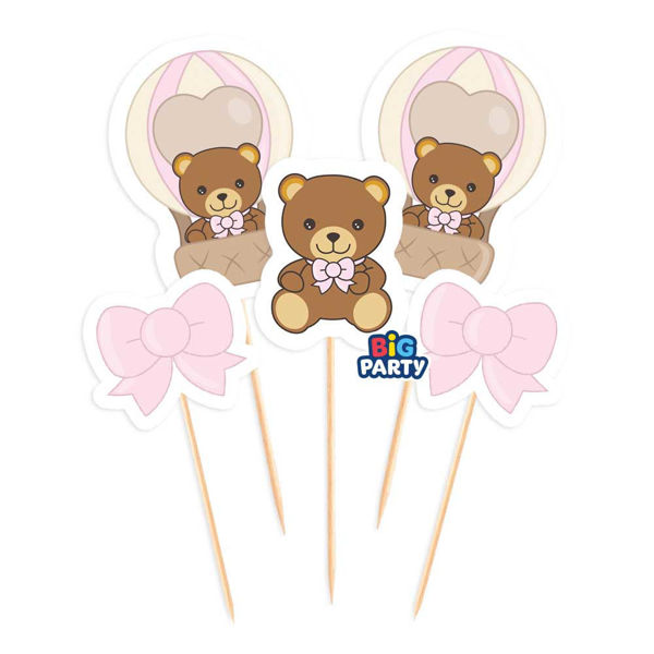 5 Mini Cake Topper Teddy Friends Rosa by THUN