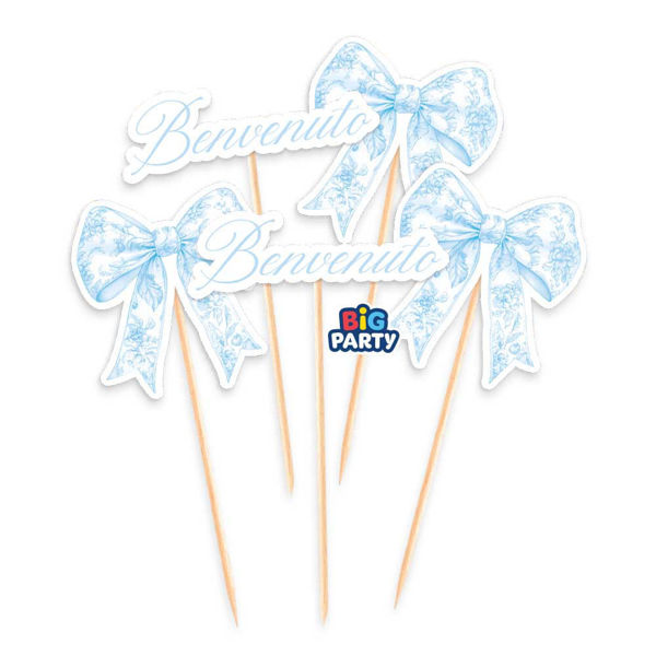 5 Mini Cake Topper Benvenuto Fiocco Vintage