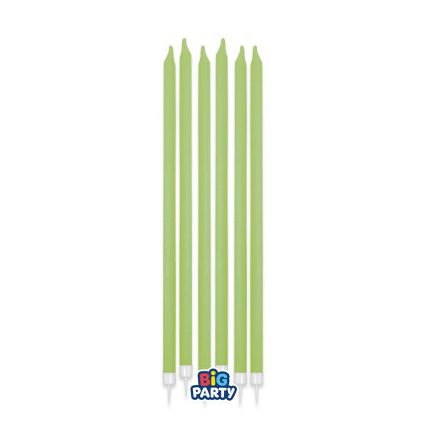 Candela Matita Verde Oliva 15 cm con Supporto 12 Pezzi