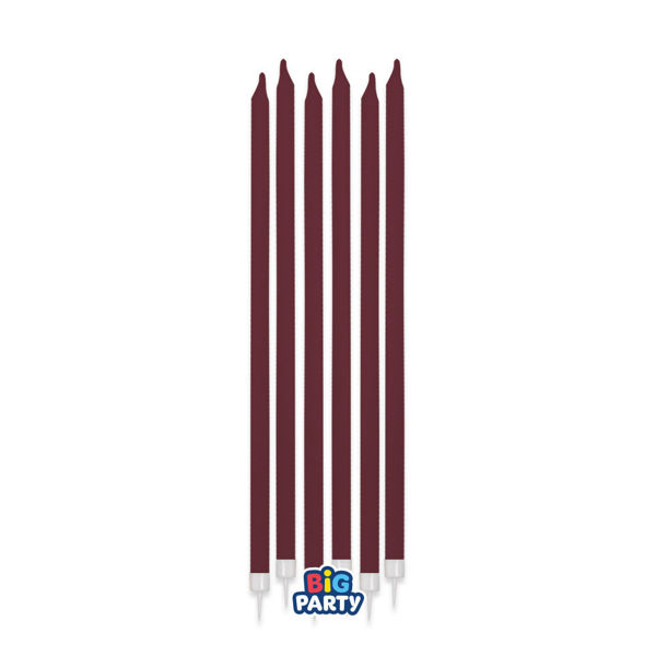 Candela Matita Borgogna 15 cm con Supporto 12 Pezzi