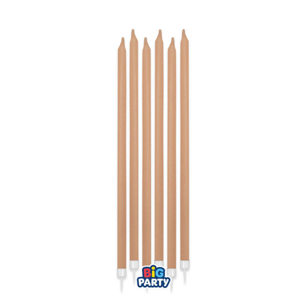 Candela Matita Cappuccino 15 cm con Supporto 12 Pezzi