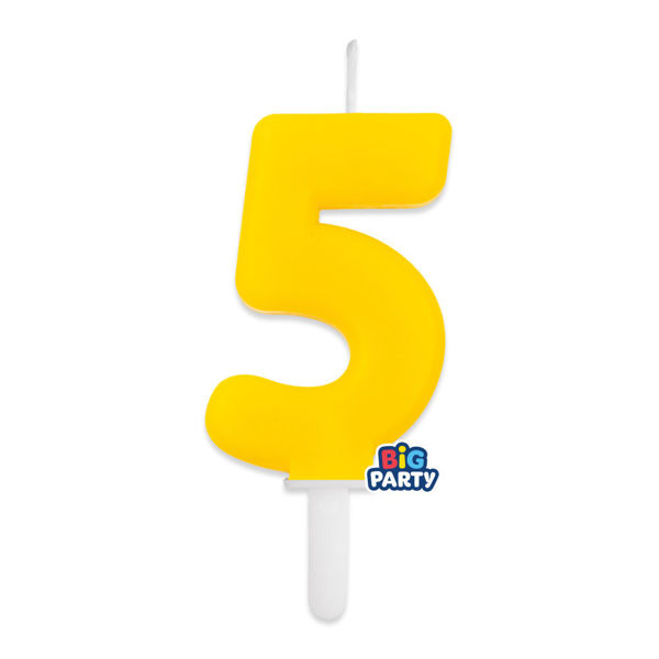 candelina Candelina Tiny Plump Giallo Numero 5, candelina 5, tiny plump, candelina gialla, candeline compleanno, decorazioni torta, big party, cake design, numero 5