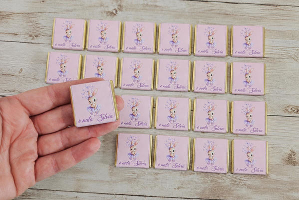 cioccolatino coniglietta rosa personalizzato 3x3 cm