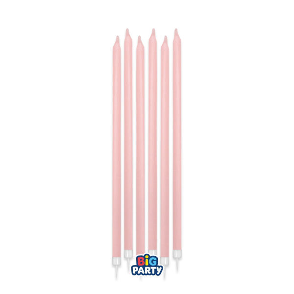 Candela Matita Rosa Baby 15 cm con Supporto 12 Pezzi