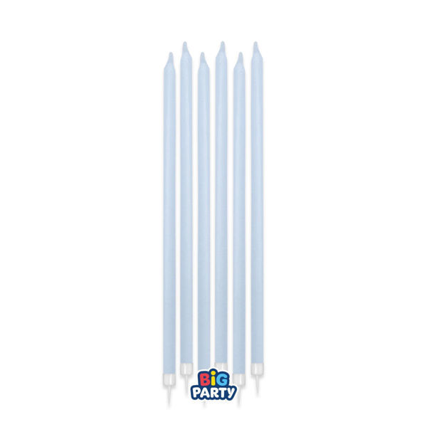 Candela Matita Celeste Baby 15 cm con Supporto 12 Pezzi