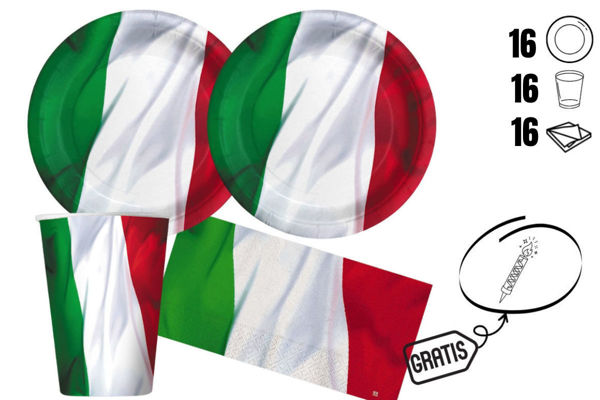 kit festa Italia 20 persone piatti 18 cm bicchieri 250 cc tovaglioli
