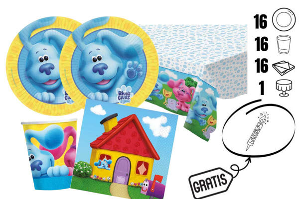 kit festa Blue's Clues 16 bicchieri 16 piatti tovaglia 16 tovaglioli + candelina