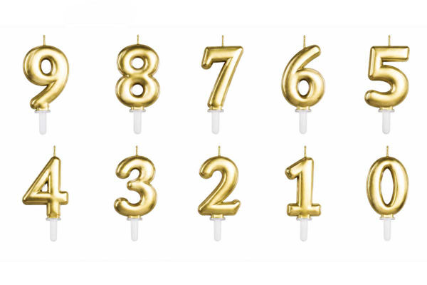 Candela numero Tiny Plump Oro per torta compleanno da 0 a 9