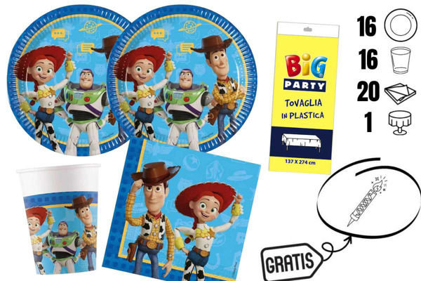 kit festa Toy Story 16 bicchieri 16 piatti tovaglia 20 tovaglioli + candelina