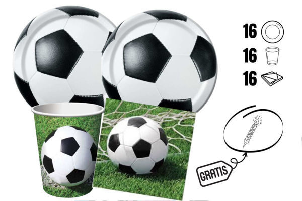 kit festa calcio 16 persone piatti 17,4 cm bicchieri 266 cc tovaglioli