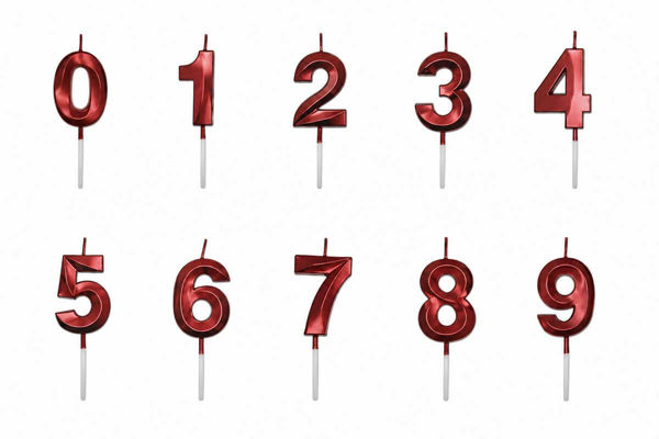 candeline Prestige Metal Rosso numeri 0-9
