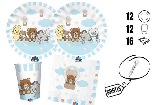 Kit Thun Teddy Friends by THUN Celeste piatti bicchieri tovaglioli