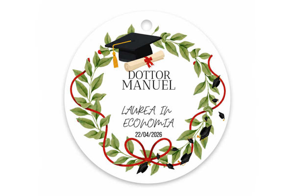 Tag bomboniere Laurea 5 cm – disponibili in set da 12, 24 e 48 pezzi 