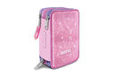 Astuccio triplo Giotto Super Crystal Rosa 3 zip completo con materiale scolastico